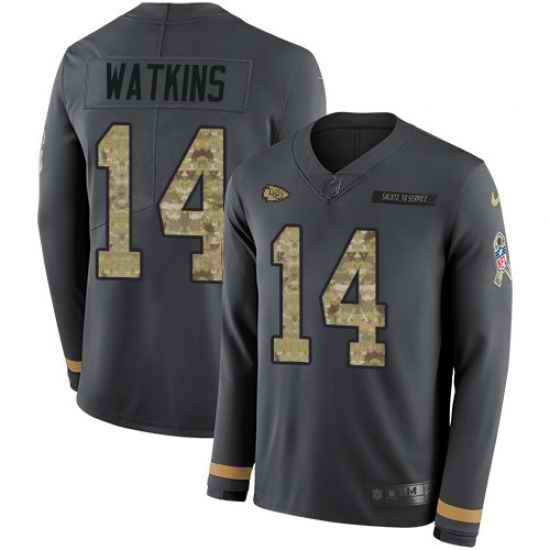 Nike Chiefs 14 Sammy Watkins Anthracite Salute to Service Men s Stitched NFL Limited Therma Long Sleeve Jersey